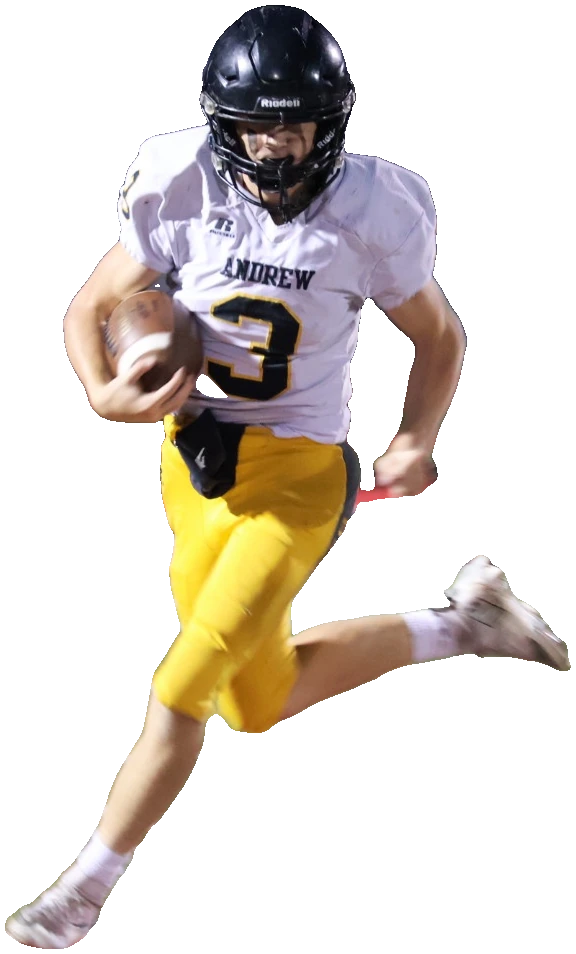 Carter Burhans in his Andrew number 3 football uniform